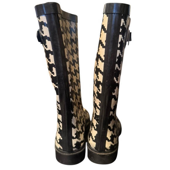 Merona Black and Cream Houndstooth Women's Rain Boots size 6 - Picture 2 of 8